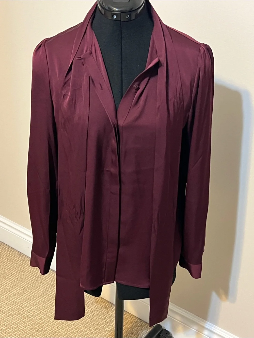 🆕 QUINCE Washable Stretch Silk Tie Neck Blouse - Picture 9 of 14